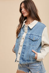 Annie Wear – Jeansjacke mit Kragen und doppelter Knopfleiste